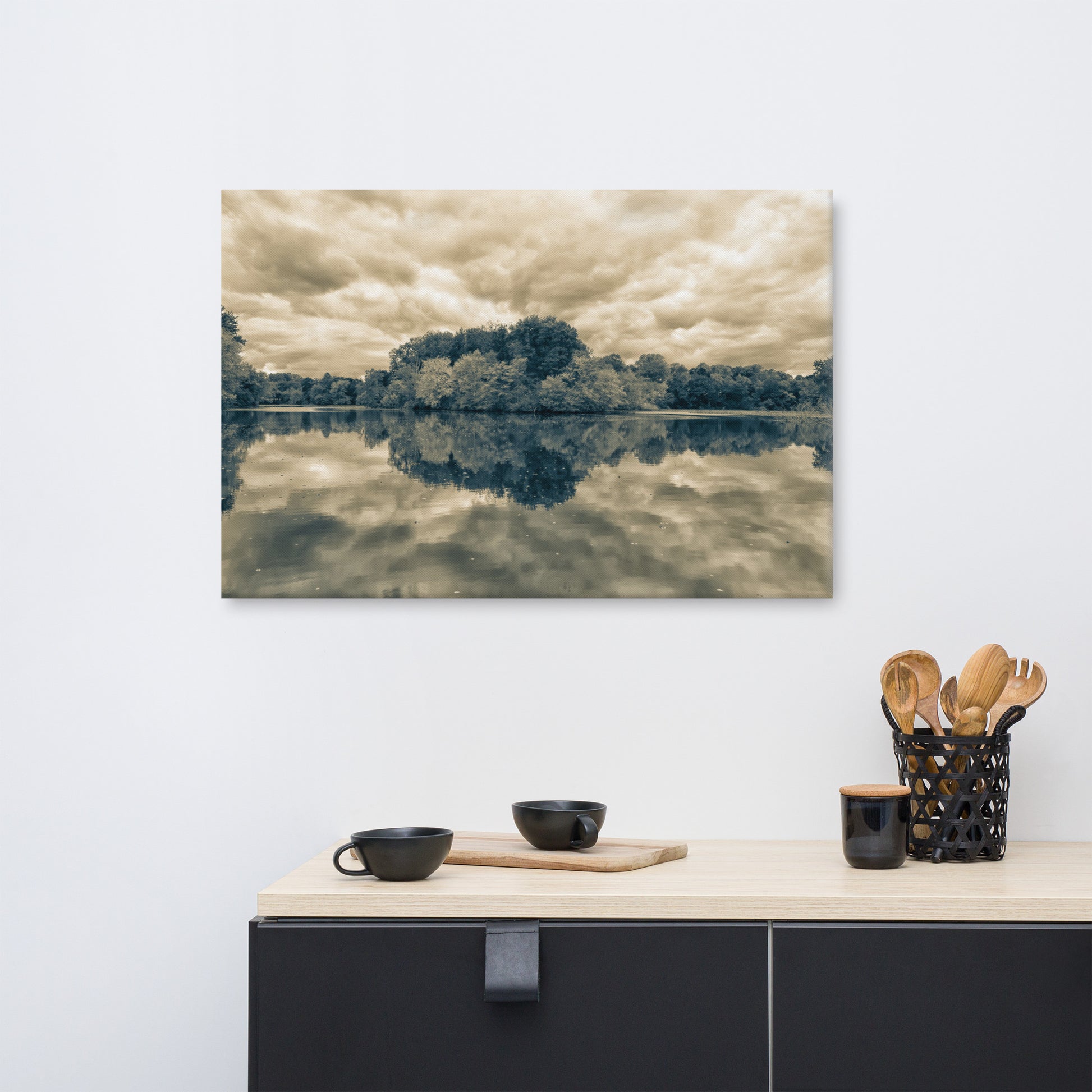 Canvas Wall Art Dining Room: Autumn Reflections Split Tone - Rural / Country Style / Botanical / Landscape / Nature Photograph Canvas Wall Art Print - Wall Decor
