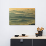 Foggy Mountain Layers at Sunset Rural Landscape Canvas Wall Art Prints