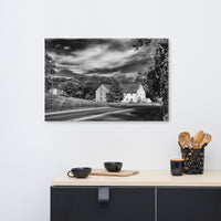 Greenbank Mill - Summer Black and White Rural Landscape Canvas Wall Art Prints