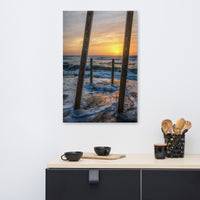 Sunrise Between the Pillars Coastal Landscape Canvas Wall Art Prints