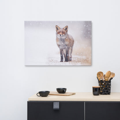 Happy Smiling Red Fox In The Snow Animal Wildlife Nature Photograph Canvas Wall Art Prints