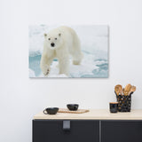 Giant White Polar Bear Walking On Icy Lake Animal Wildlife Photograph Canvas Wall Art Prints