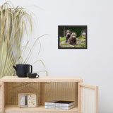Baby Brown Bear Cubs In Forest Wildlife Photo Framed Wall Art Print