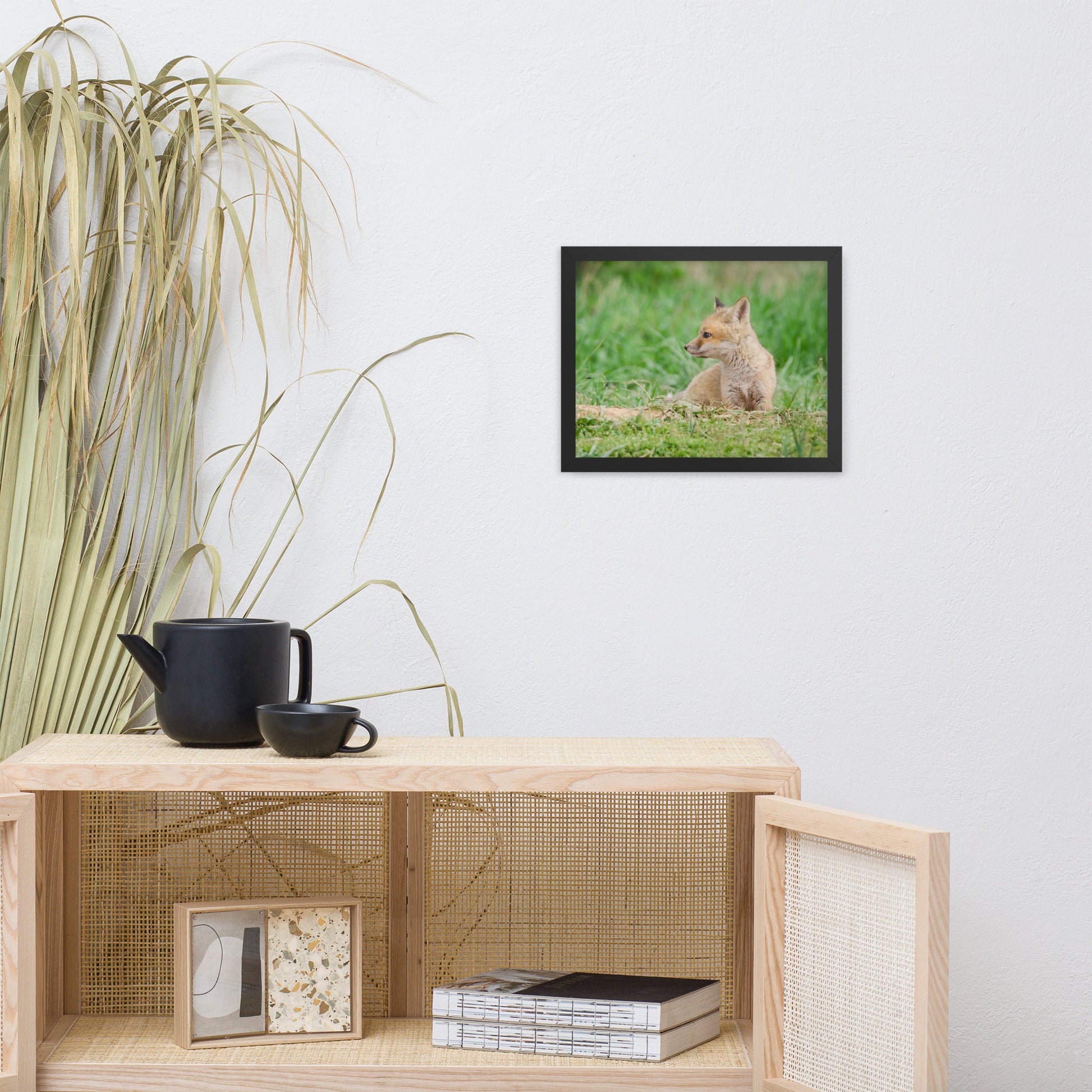 Fox Framed Art: Red Fox Pups - Chilling/ Animal / Wildlife / Nature Photographic Artwork - Framed Artwork - Wall Decor