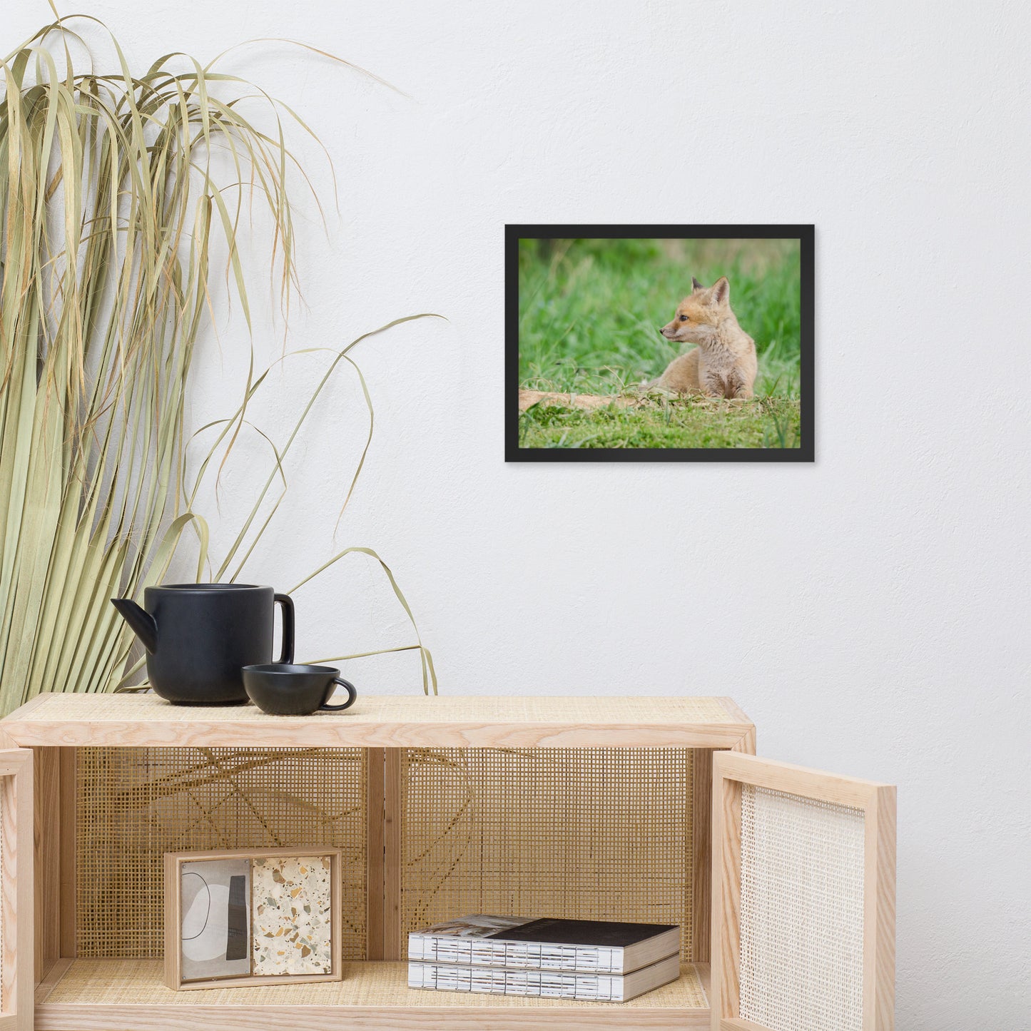 Framed Fox Art: Red Fox Pups - Chilling/ Animal / Wildlife / Nature Photographic Artwork - Framed Artwork - Wall Decor