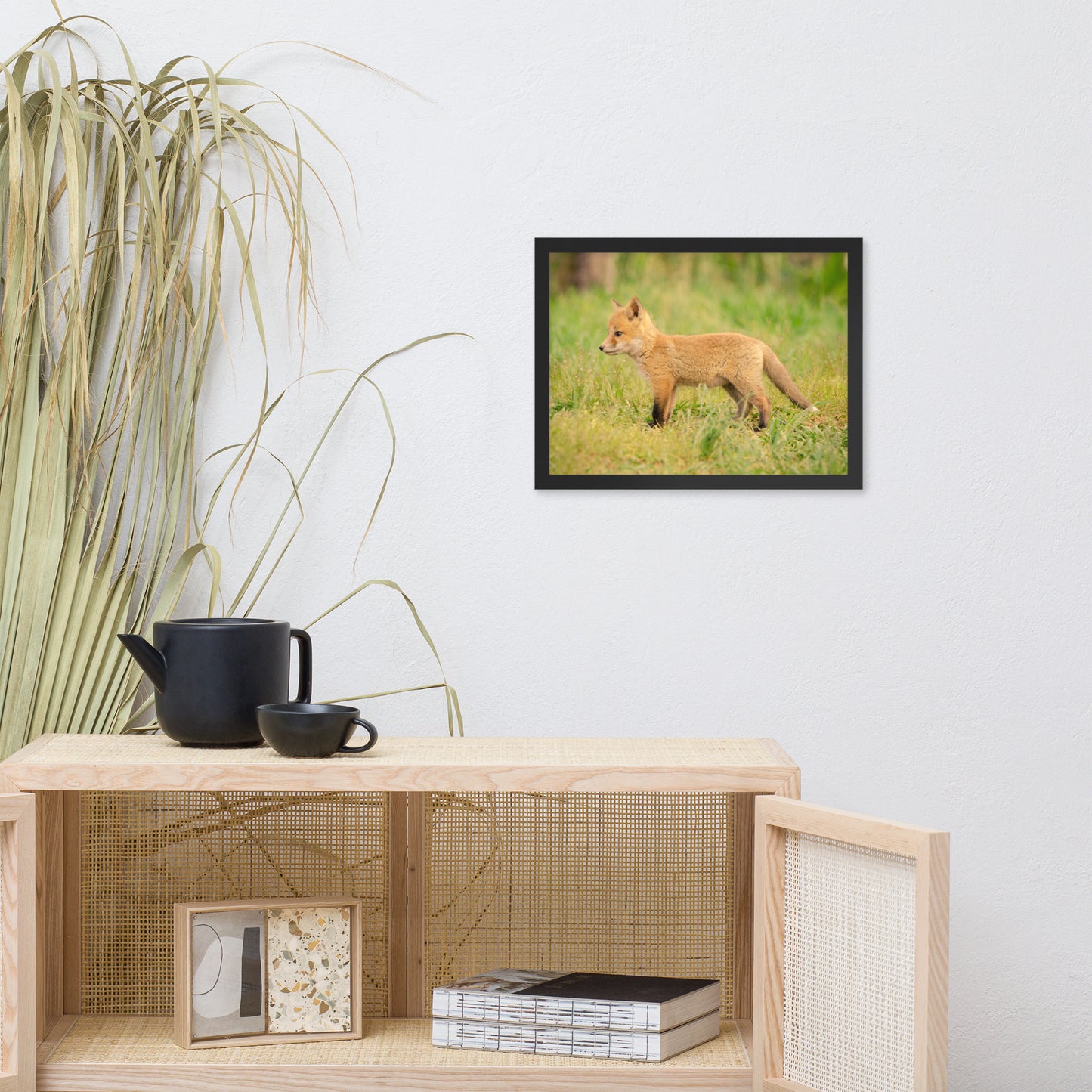 Nursery Art: Baby Fox Pup In Meadow/ Animal / Wildlife / Nature Photographic Artwork - Framed Artwork - Wall Decor