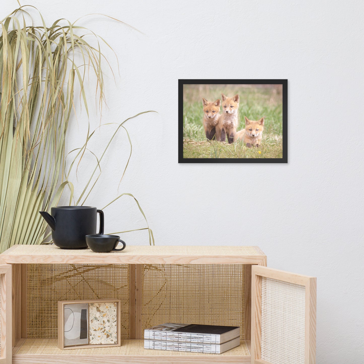 Baby Red Foxes Siblings Animal Wildlife Photograph Framed Wall Art Prints