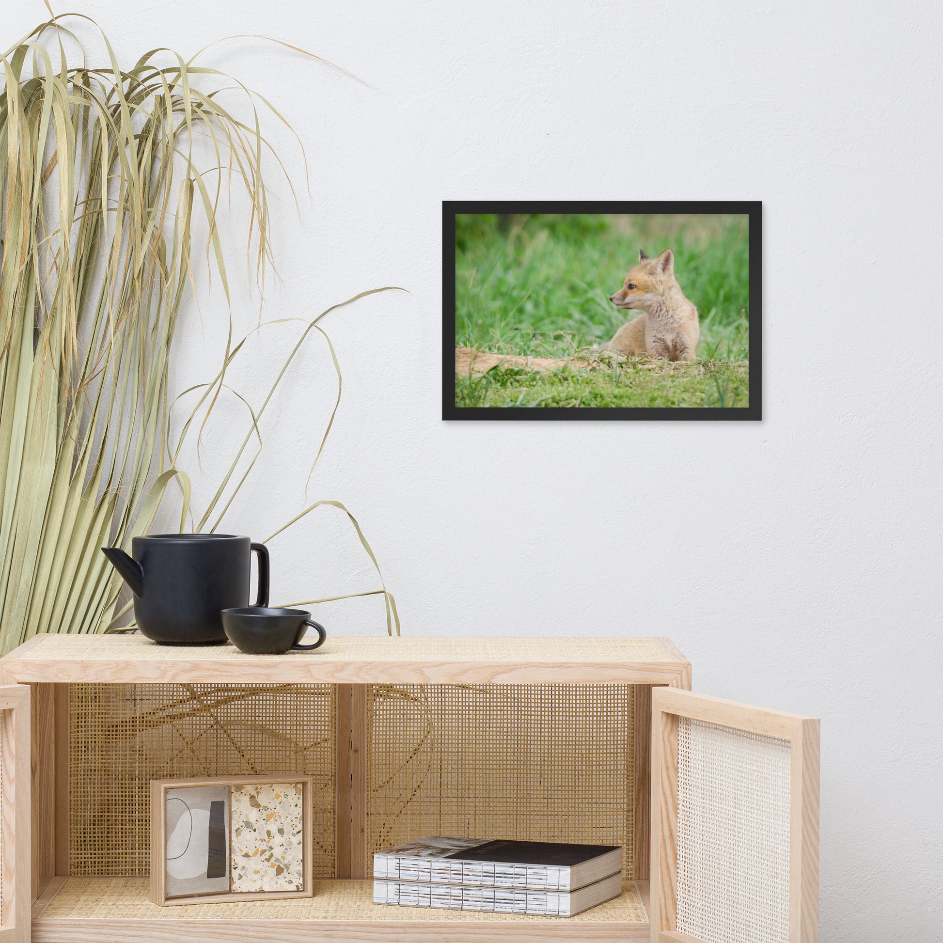 Framed Fox Print: Red Fox Pups - Chilling/ Animal / Wildlife / Nature Photographic Artwork - Framed Artwork - Wall Decor