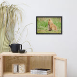 Baby Red Foxes Sibling Kisses Animal Wildlife Photograph Framed Wall Art Prints