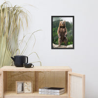 Big Standing Brown Bear On Mountain Top Animal Wildlife Photograph Framed Wall Art Prints