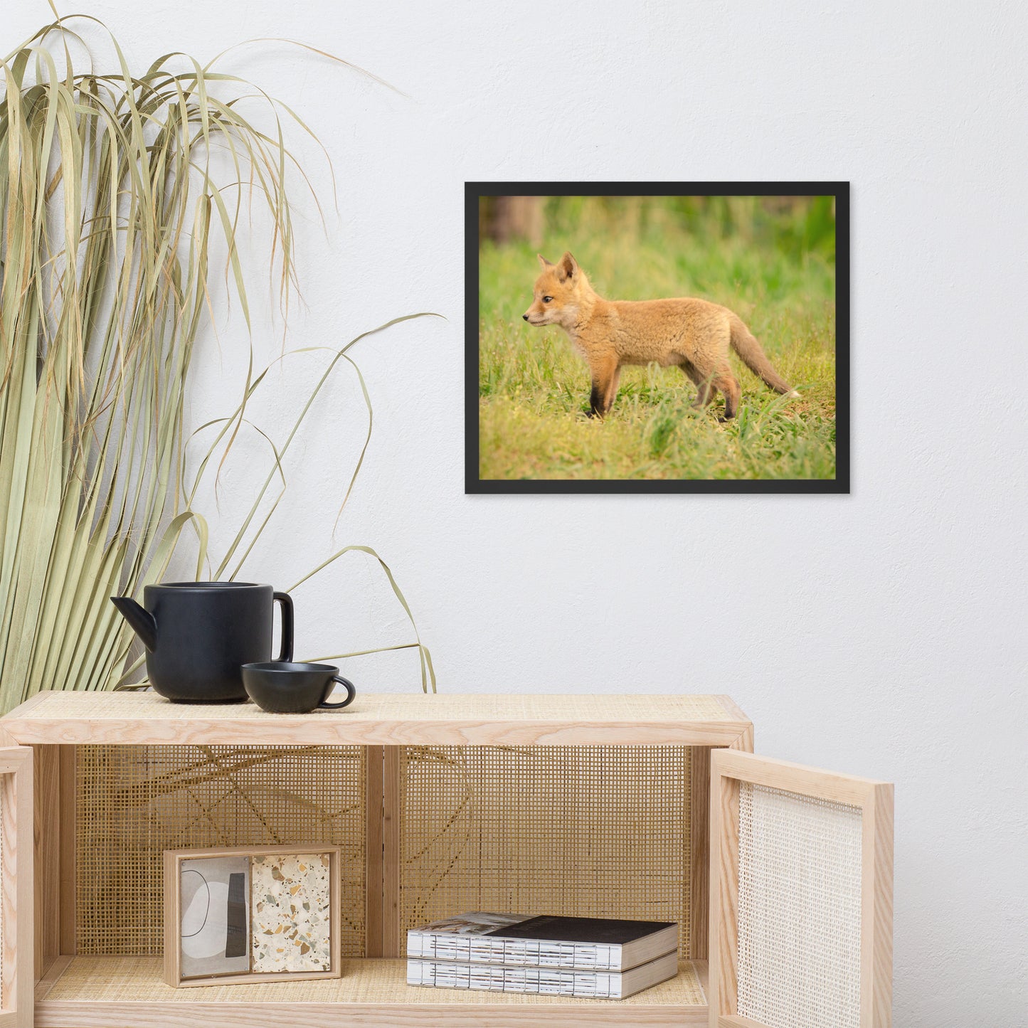 Nursery Art Prints: Baby Fox Pup In Meadow/ Animal / Wildlife / Nature Photographic Artwork - Framed Artwork - Wall Decor
