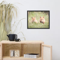 Baby Red Foxes Learning to Hunt Animal Wildlife Photograph Framed Wall Art Prints