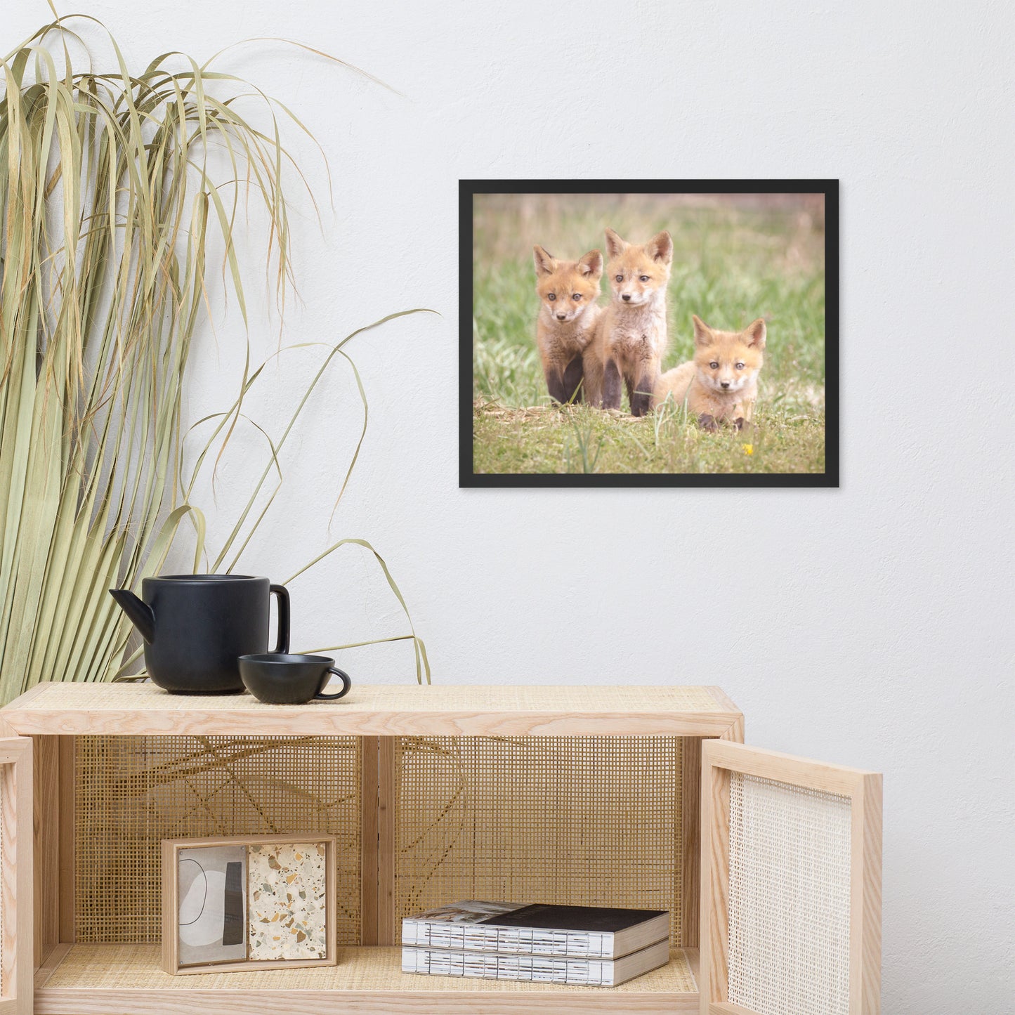 Baby Red Foxes Siblings Animal Wildlife Photograph Framed Wall Art Prints