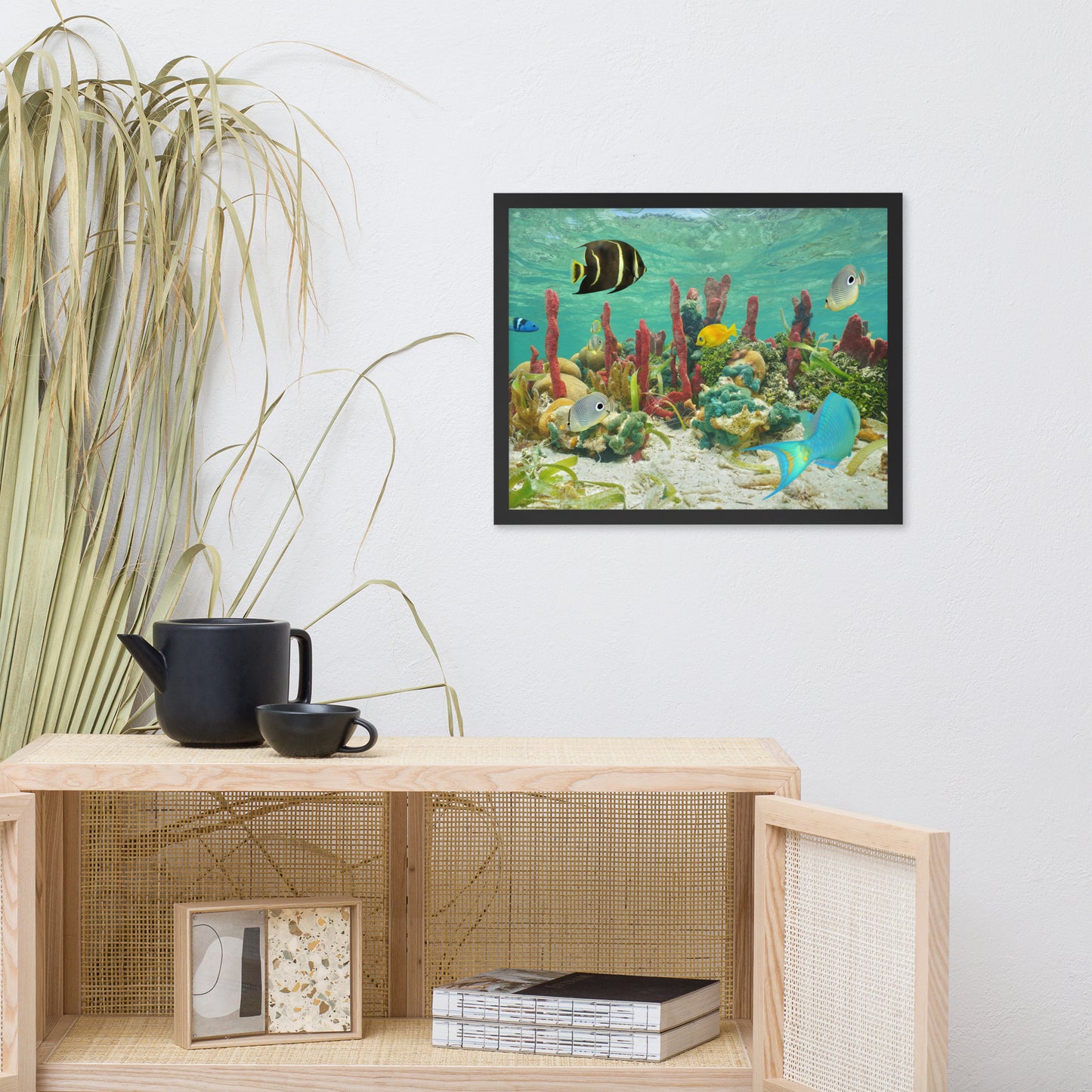 Colorful Tropical Fish Marine Life Coral Reef Caribbean Sea Water Animal Wildlife Photograph Framed Wall Art Print