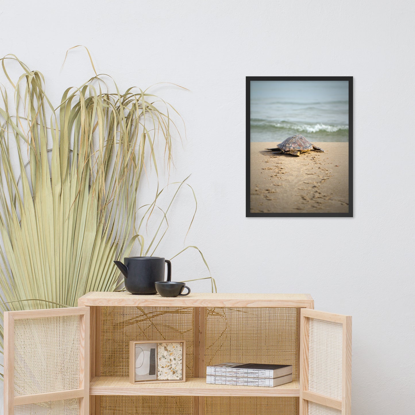 Bedroom Pictures Above Bed: Baby Sea Turtle Hatchling On The Shore/ Animal / Wildlife / Nature Photographic Artwork - Framed Artwork - Wall Decor