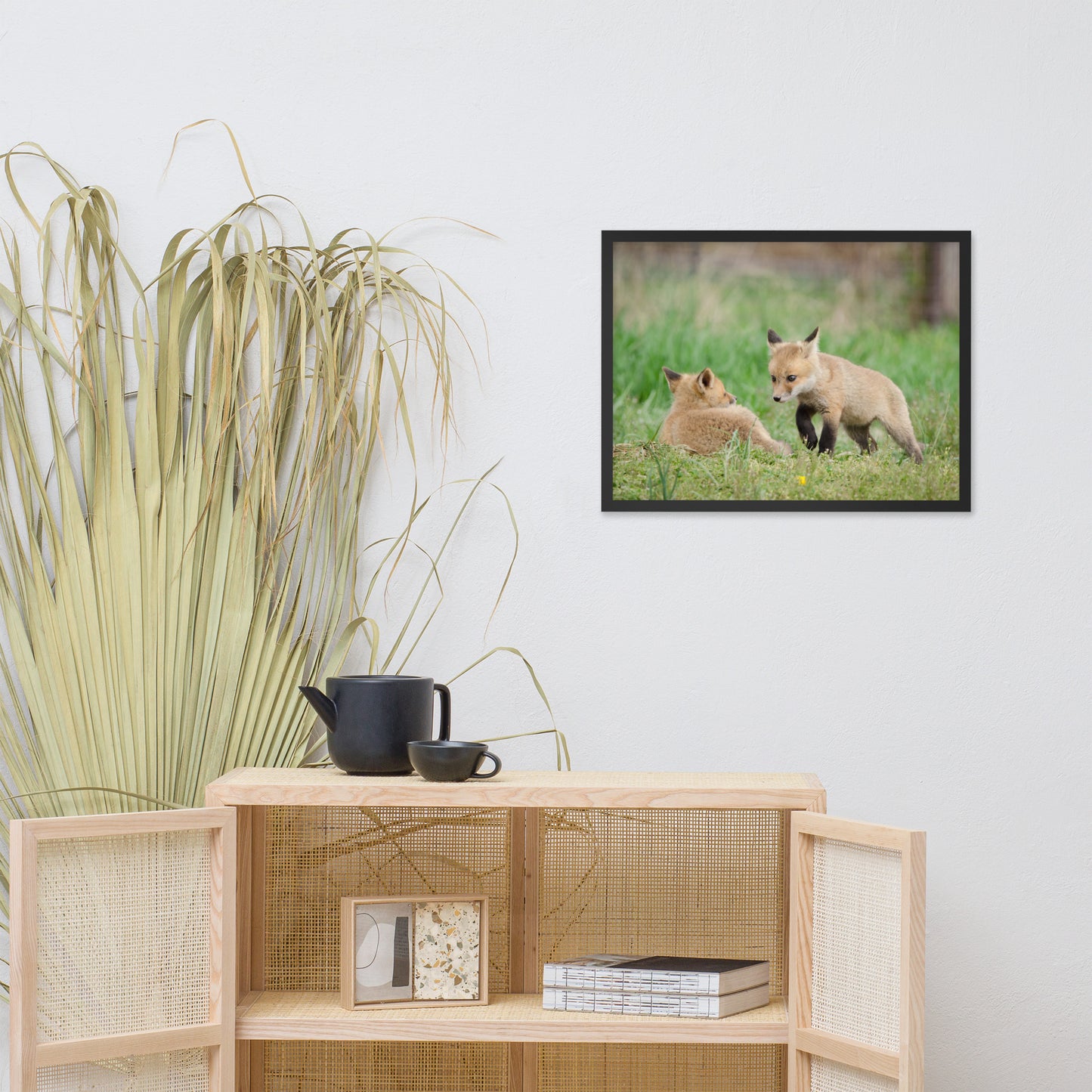 Calming Bedroom Wall Art: Baby Fox Pups / Kits - Coming to Get You - Animal / Wildlife / Nature Artwork - Wall Decor - Framed Wall Art Print