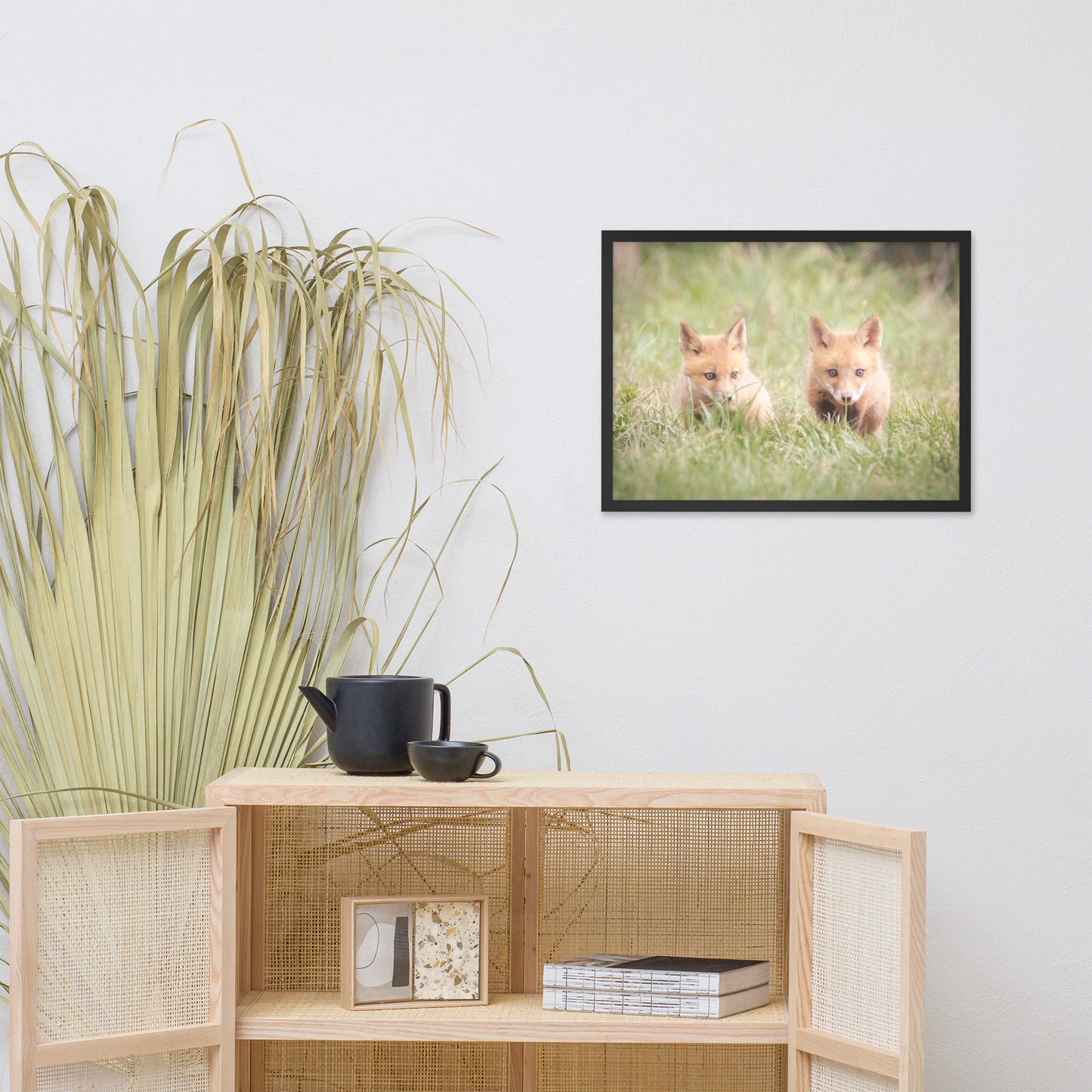 Baby Red Foxes Learning to Hunt Animal Wildlife Photograph Framed Wall Art Prints