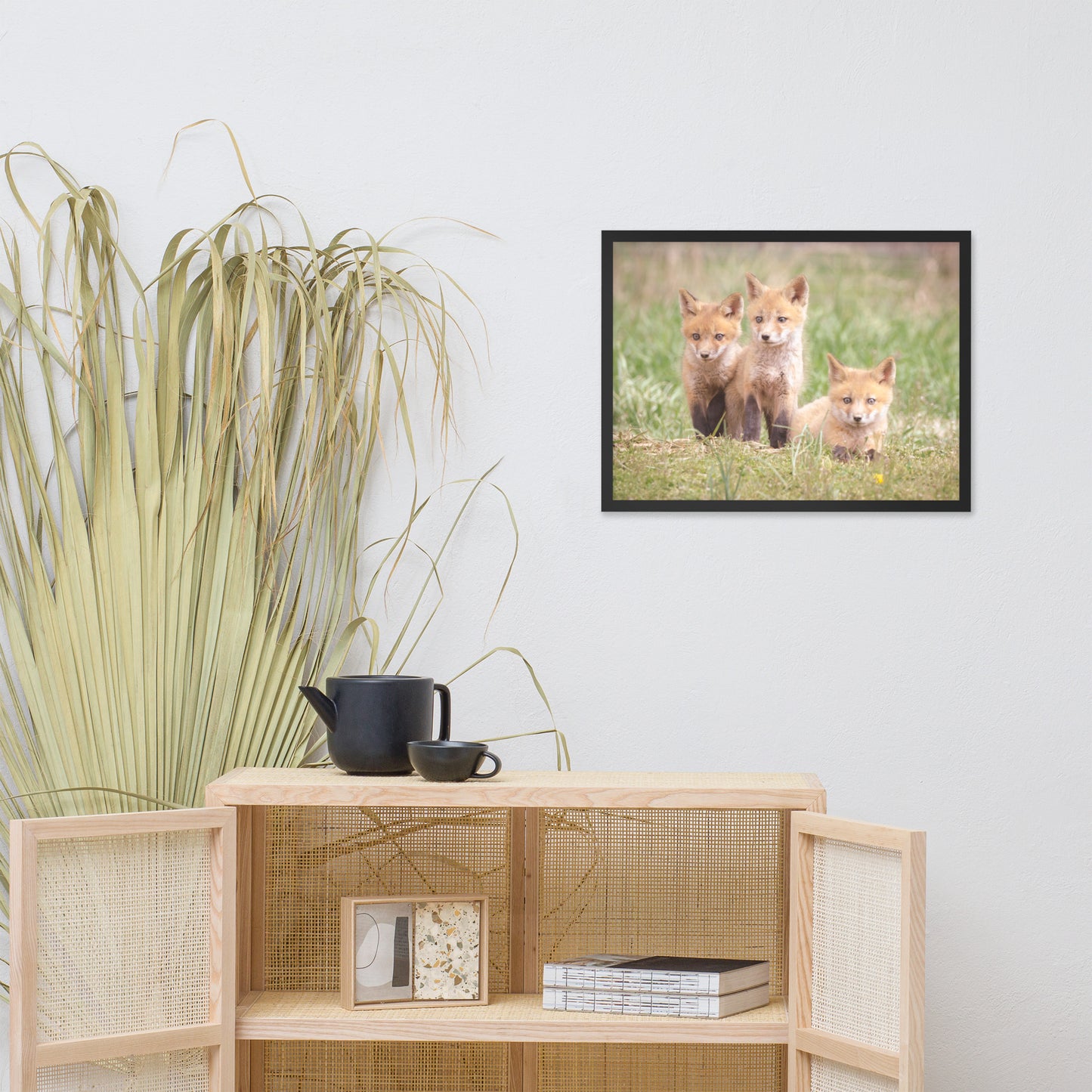 Baby Red Foxes Siblings Animal Wildlife Photograph Framed Wall Art Prints