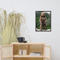 Big Standing Brown Bear On Mountain Top Animal Wildlife Photograph Framed Wall Art Prints