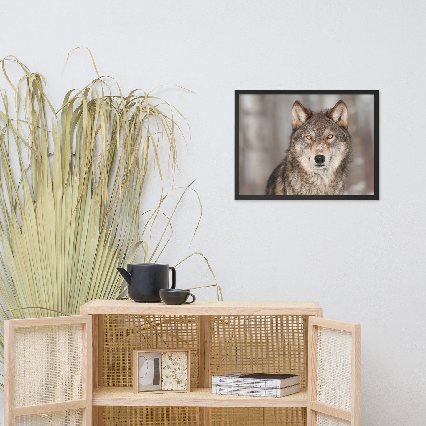 Portrait of Gray Wolf In The Forest Animal Wildlife Nature Photograph Framed Wall Art Prints