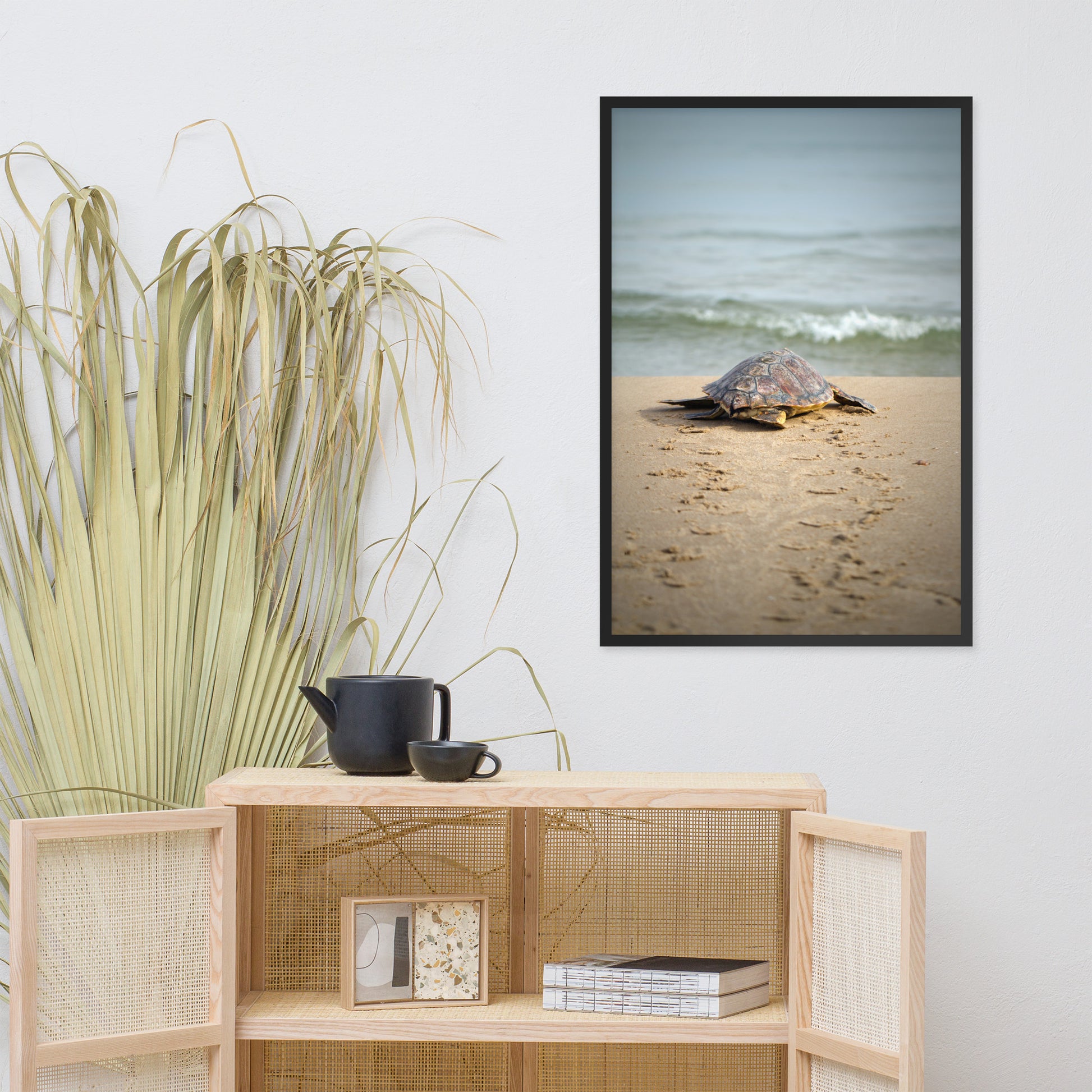 Bedroom Pictures For Above Bed: Baby Sea Turtle Hatchling On The Shore/ Animal / Wildlife / Nature Photographic Artwork - Framed Artwork - Wall Decor