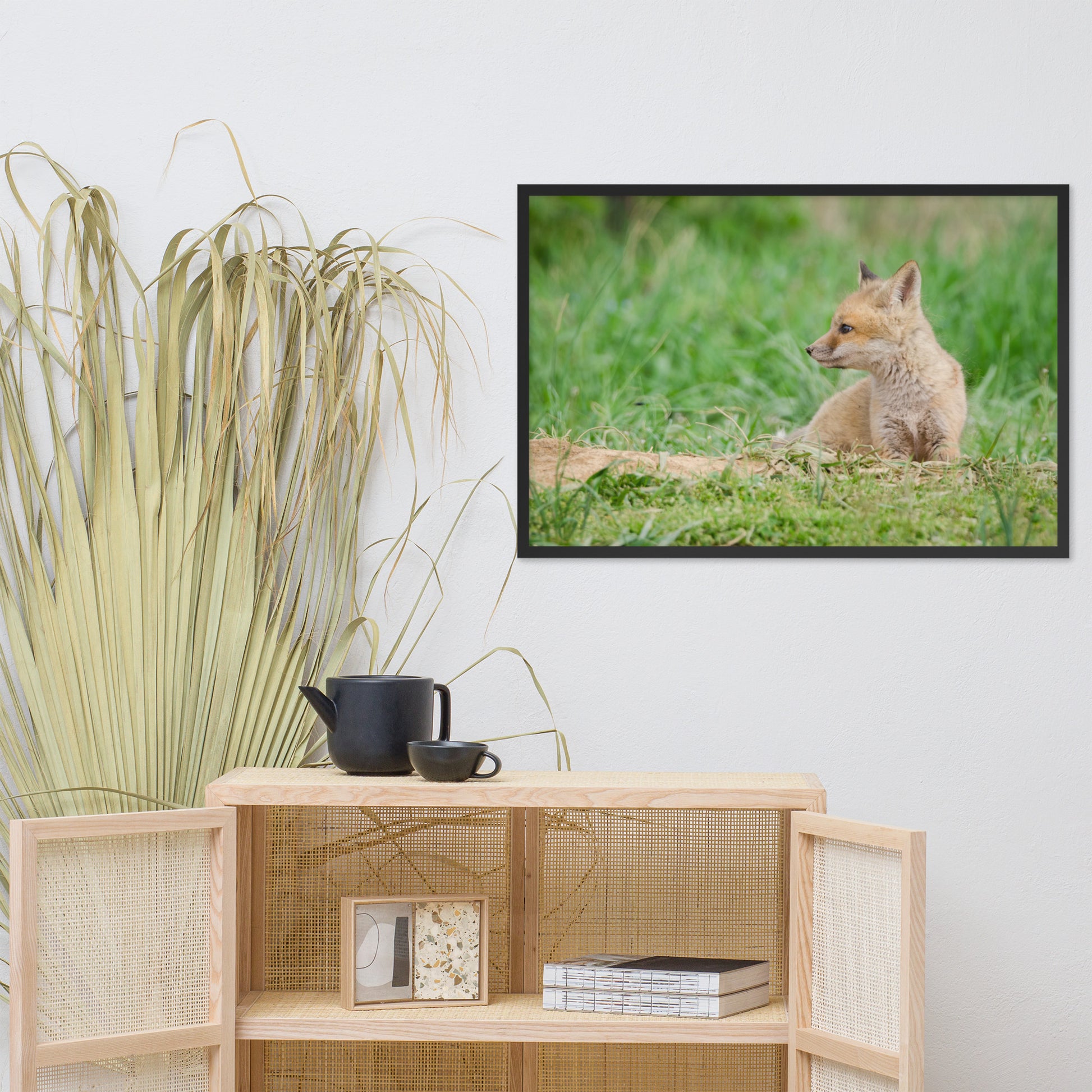 Wildlife Framed Pictures: Red Fox Pups - Chilling/ Animal / Wildlife / Nature Photographic Artwork - Framed Artwork - Wall Decor