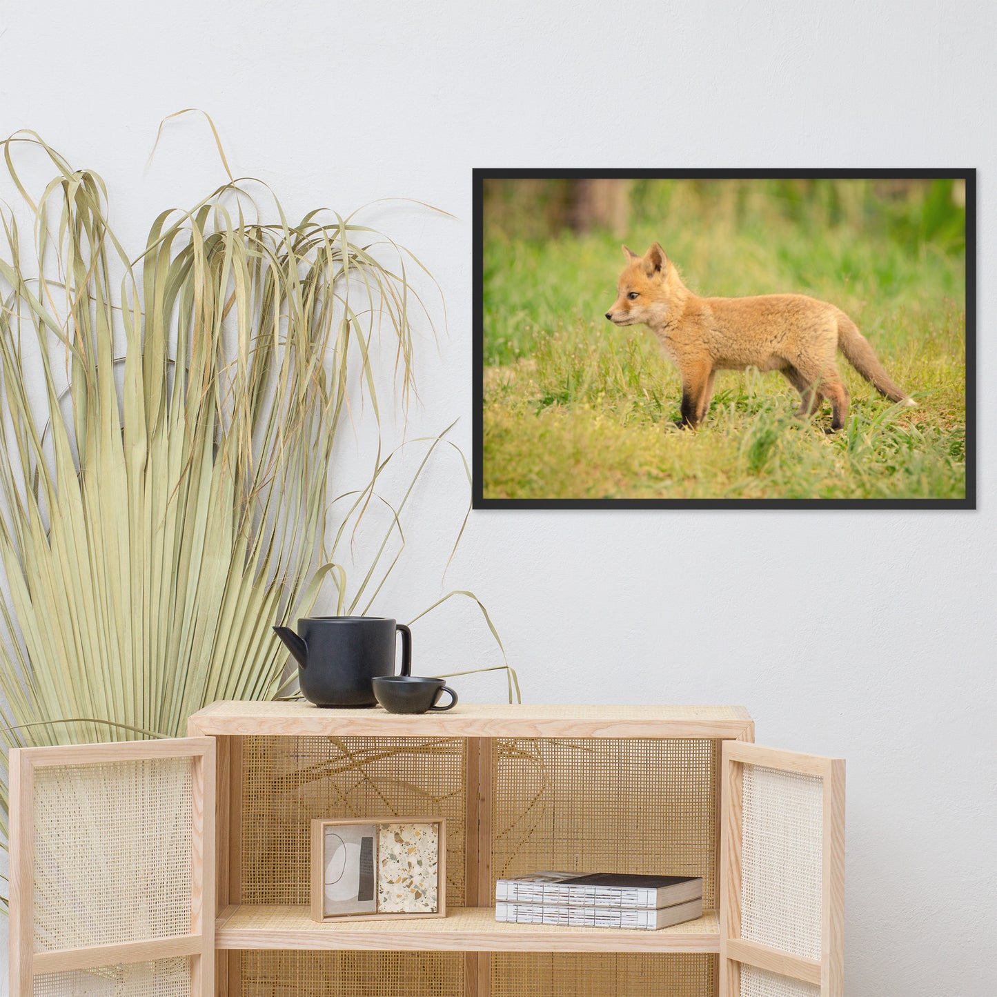Nursery Artwork: Baby Fox Pup In Meadow/ Animal / Wildlife / Nature Photographic Artwork - Framed Artwork - Wall Decor