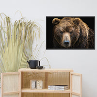 Brown Bear Face Close-up Animal Wildlife Photograph Framed Wall Art Print