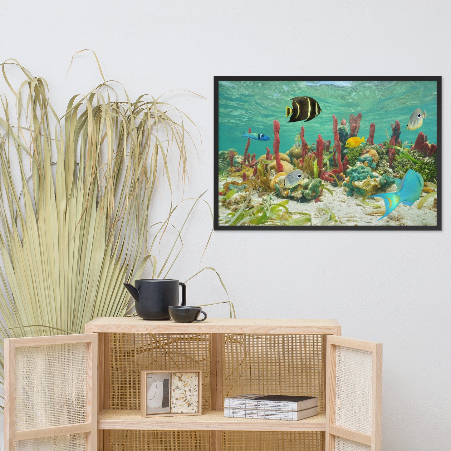 Colorful Tropical Fish Marine Life Coral Reef Caribbean Sea Water Animal Wildlife Photograph Framed Wall Art Print