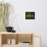 Three Tiny Green Red Eyed Tree Frog on Bamboo Animal Wildlife Photograph Framed Wall Art Prints