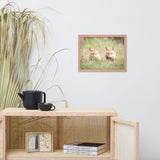 Baby Red Foxes Learning to Hunt Animal Wildlife Photograph Framed Wall Art Prints