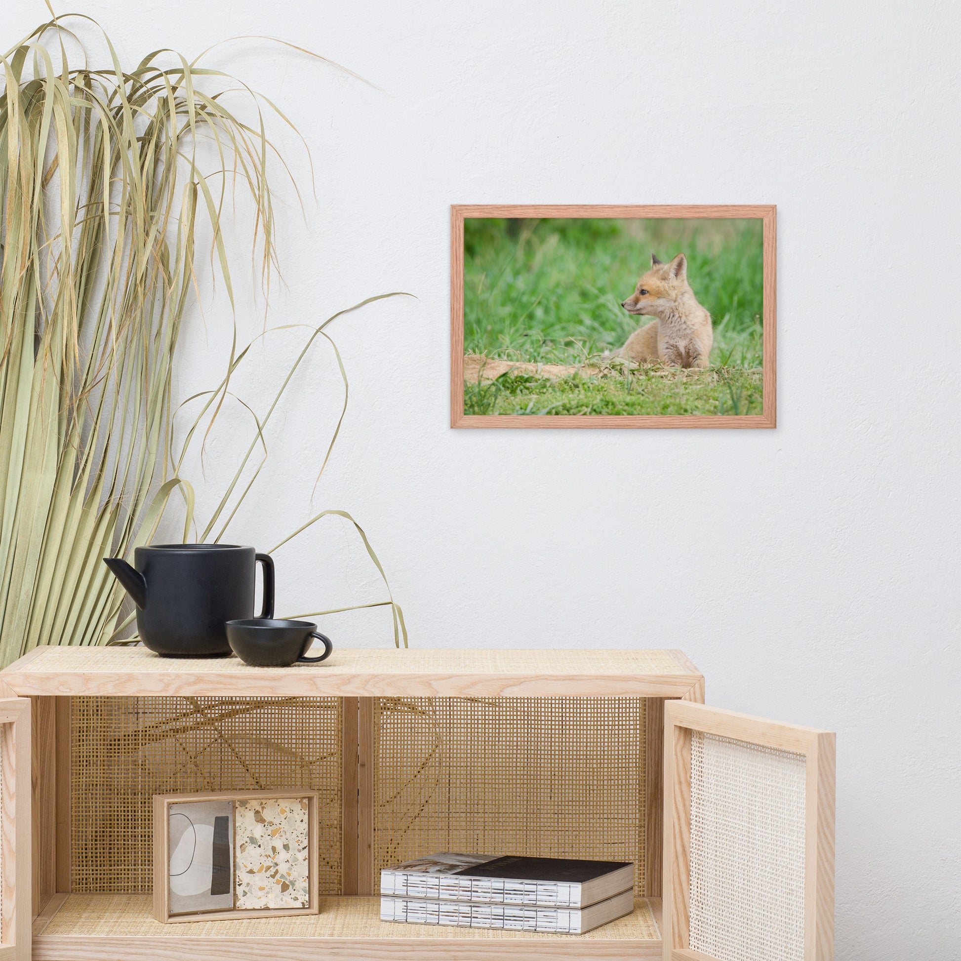 Best Art For Bedroom: Red Fox Pups - Chilling/ Animal / Wildlife / Nature Photographic Artwork - Framed Artwork - Wall Decor