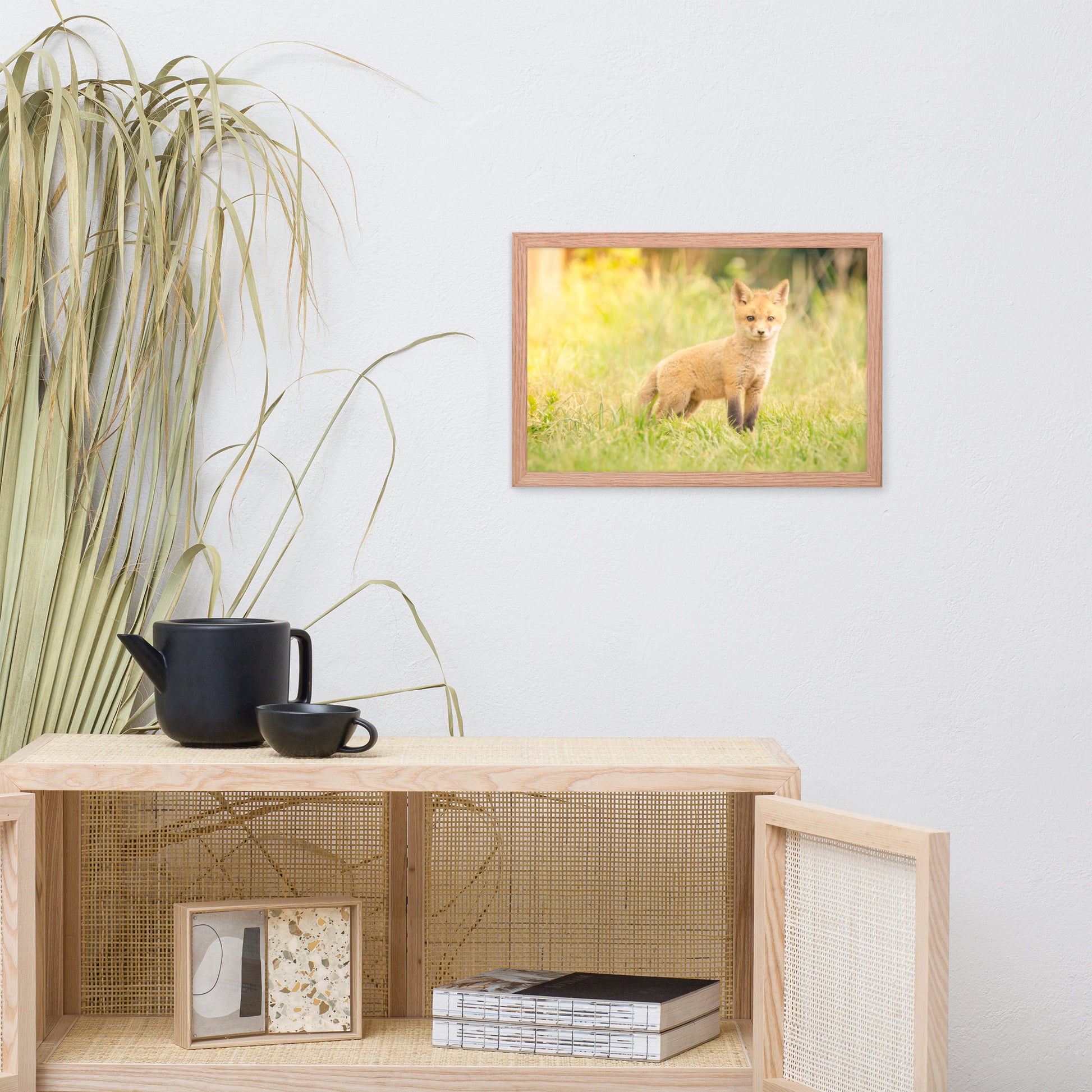 Best Nursery Art: Baby Red Fox in the Sun - Animal / Wildlife / Nature Artwork - Wall Decor - Framed Wall Art Print