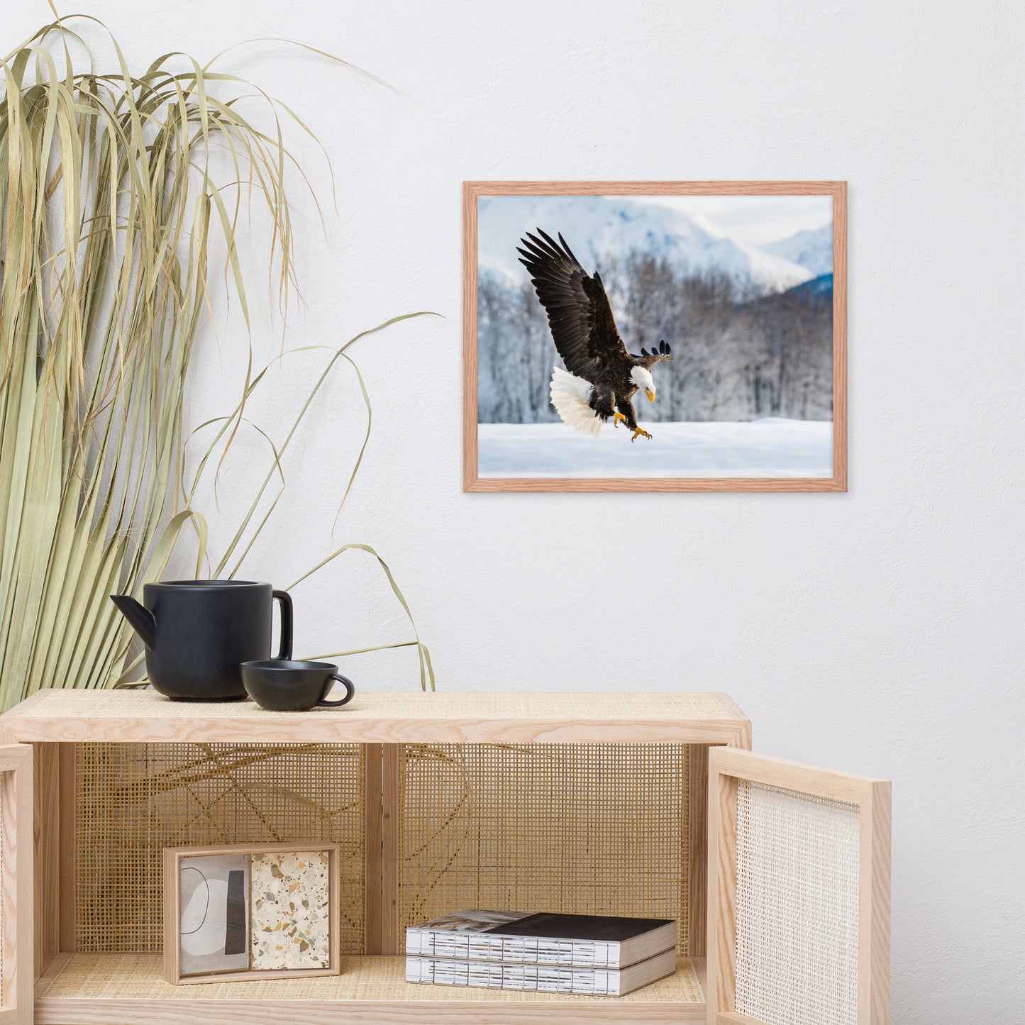 entryway artwork ideas, Adult Bald Eagle and Alaskan Winter Animal Wildlife Photograph Framed Wall Art Print
