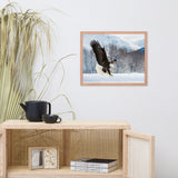Adult Bald Eagle and Alaskan Winter Landscape Framed Wall Art Print