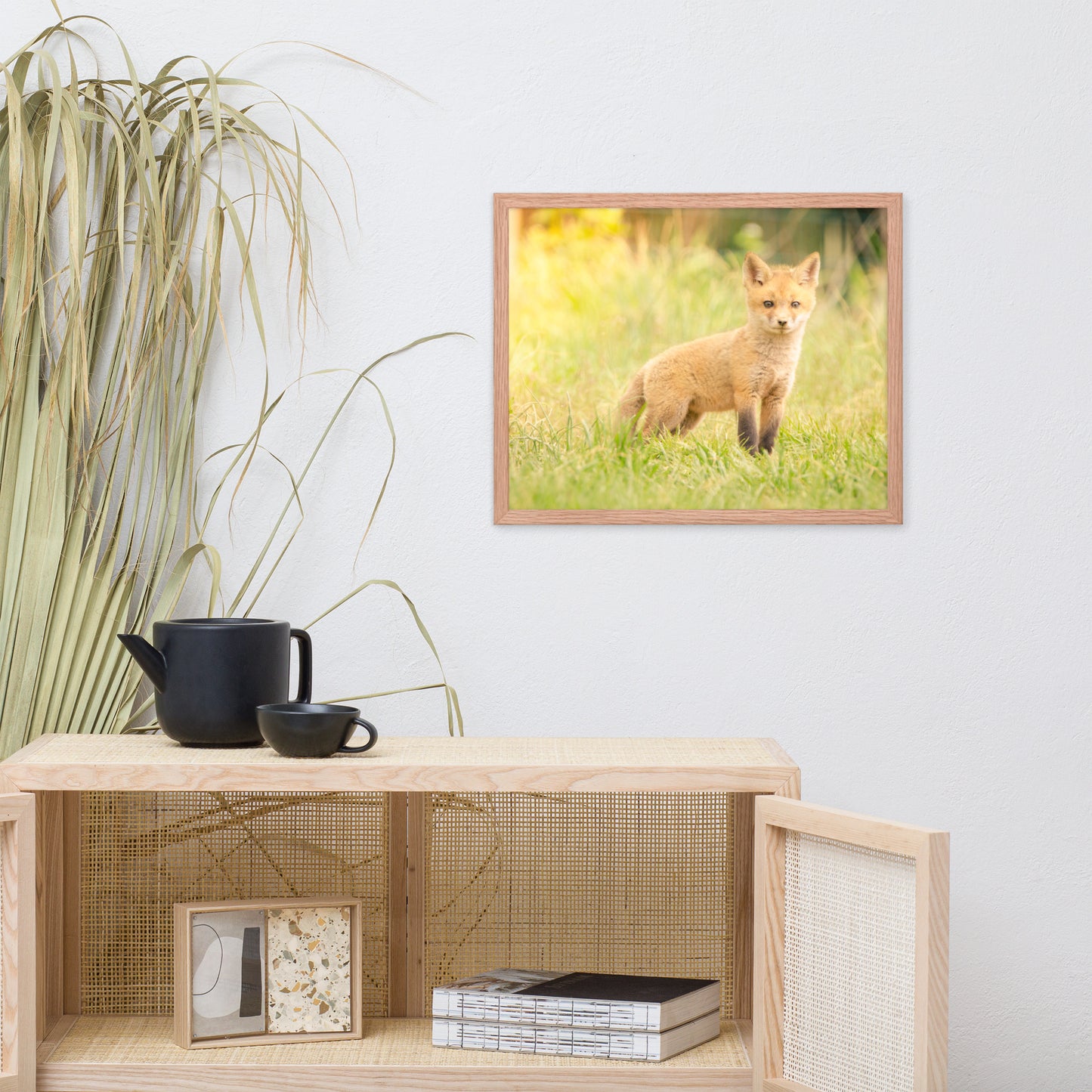 Best Nursery Prints: Baby Red Fox in the Sun - Animal / Wildlife / Nature Artwork - Wall Decor - Framed Wall Art Print