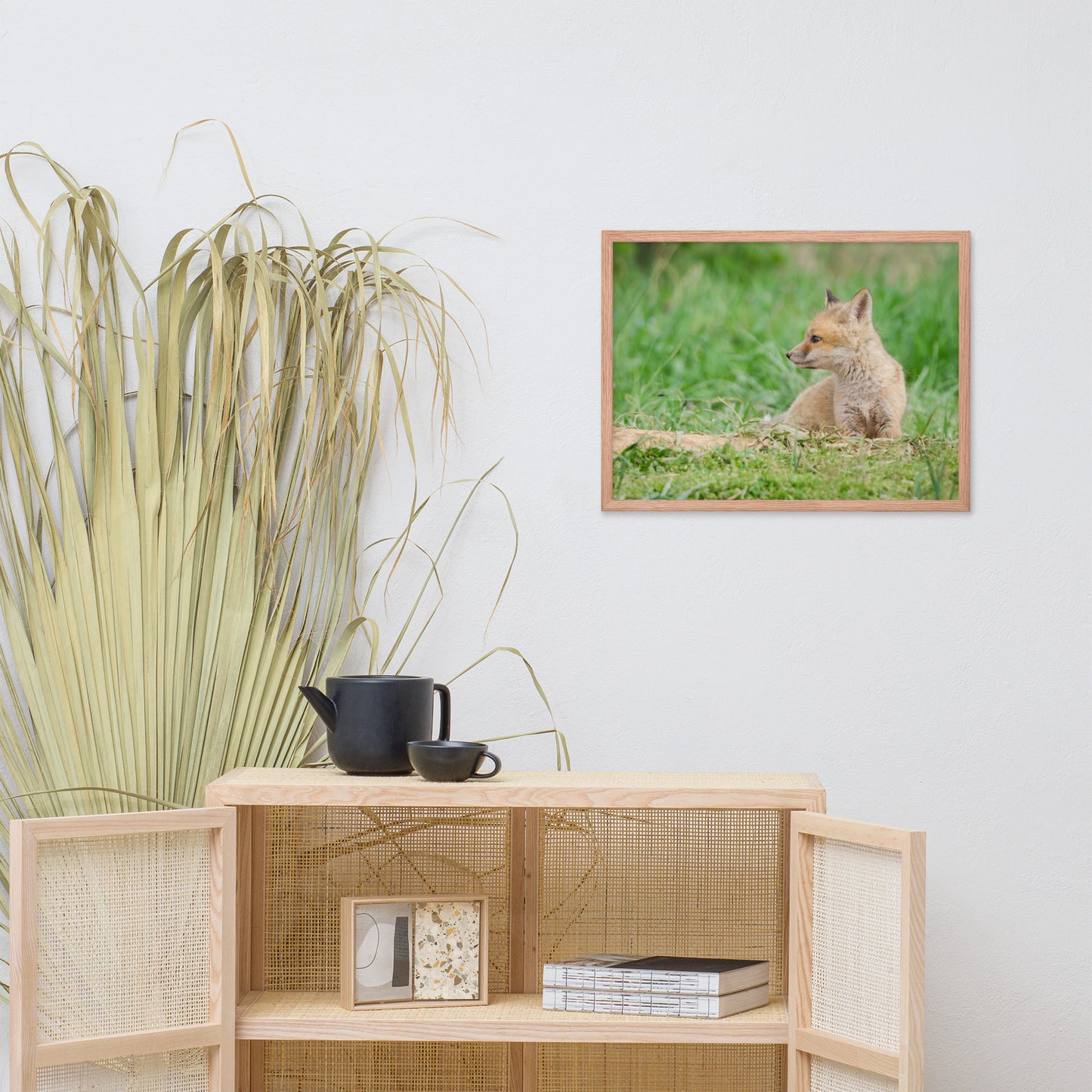 Large Framed Wildlife Prints: Red Fox Pups - Chilling/ Animal / Wildlife / Nature Photographic Artwork - Framed Artwork - Wall Decor