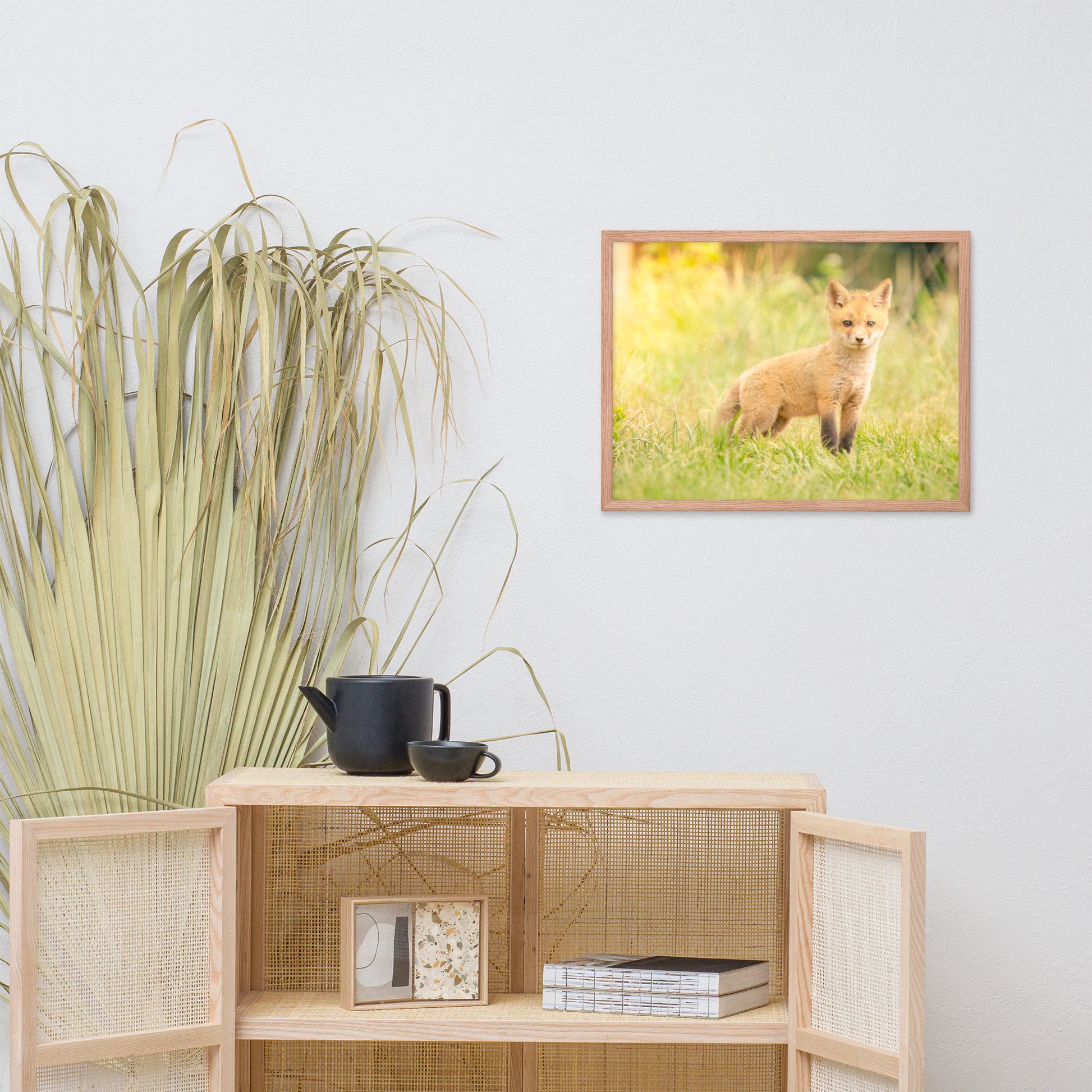 Best Nursery Wall Art: Baby Red Fox in the Sun - Animal / Wildlife / Nature Artwork - Wall Decor - Framed Wall Art Print