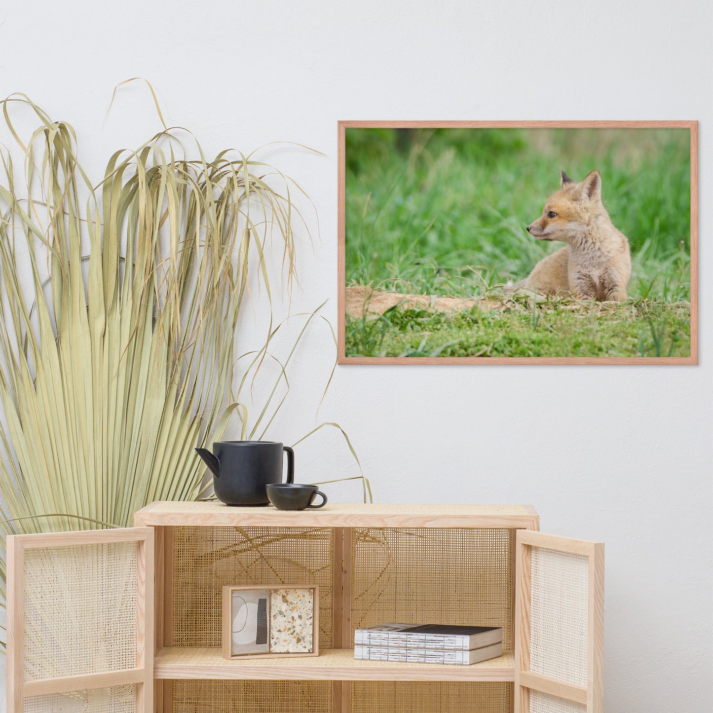 Large Wildlife Prints: Red Fox Pups - Chilling/ Animal / Wildlife / Nature Photographic Artwork - Framed Artwork - Wall Decor