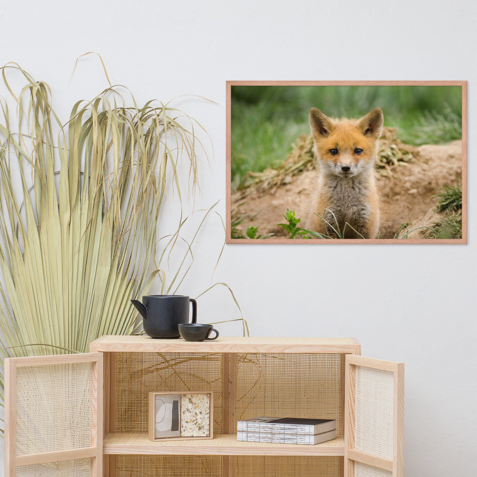 Spa Art For Bathroom: Baby Young Red Fox Kit/ Animal / Wildlife / Nature Photographic Artwork - Framed Artwork - Wall Decor