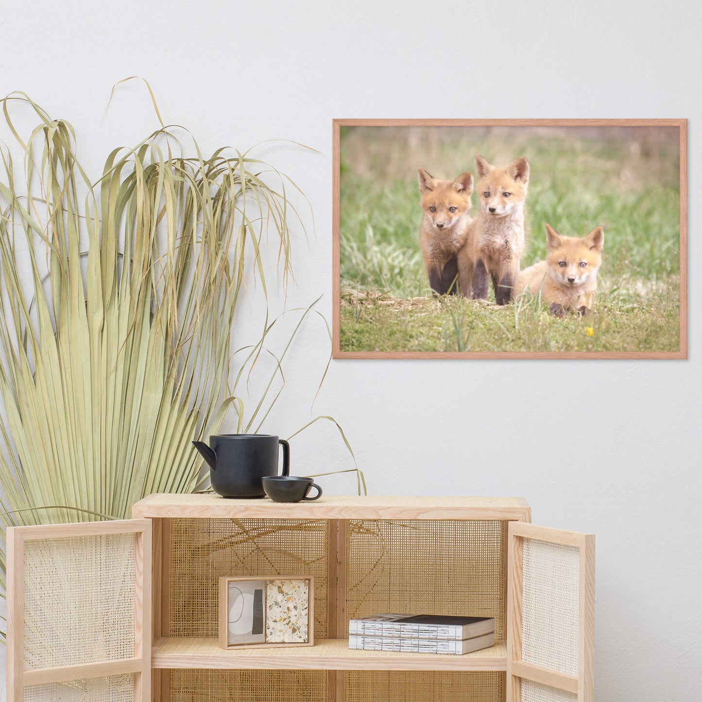 Baby Red Foxes Siblings Animal Wildlife Photograph Framed Wall Art Prints