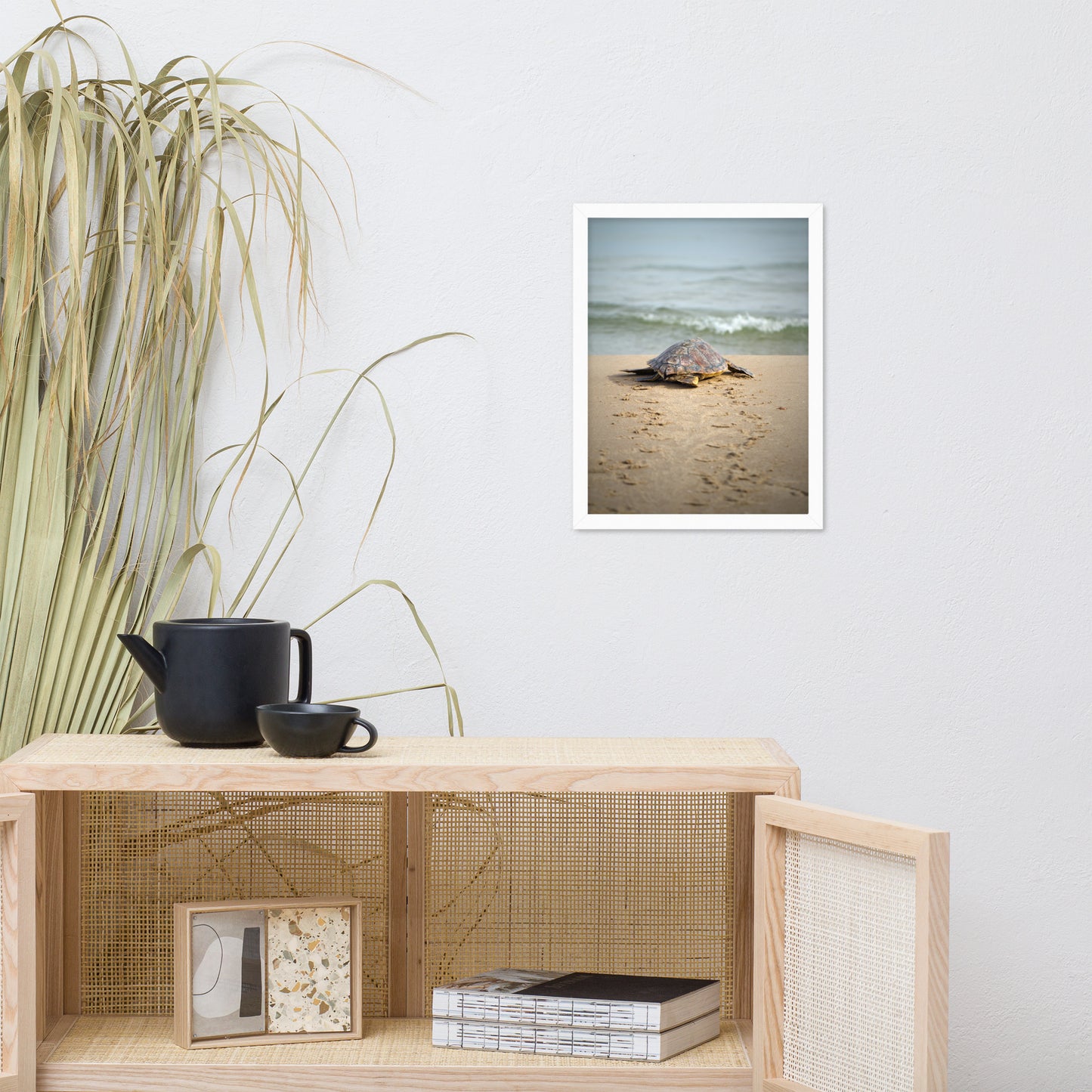 Bedroom Wall Decor Woman: Baby Sea Turtle Hatchling On The Shore/ Animal / Wildlife / Nature Photographic Artwork - Framed Artwork - Wall Decor