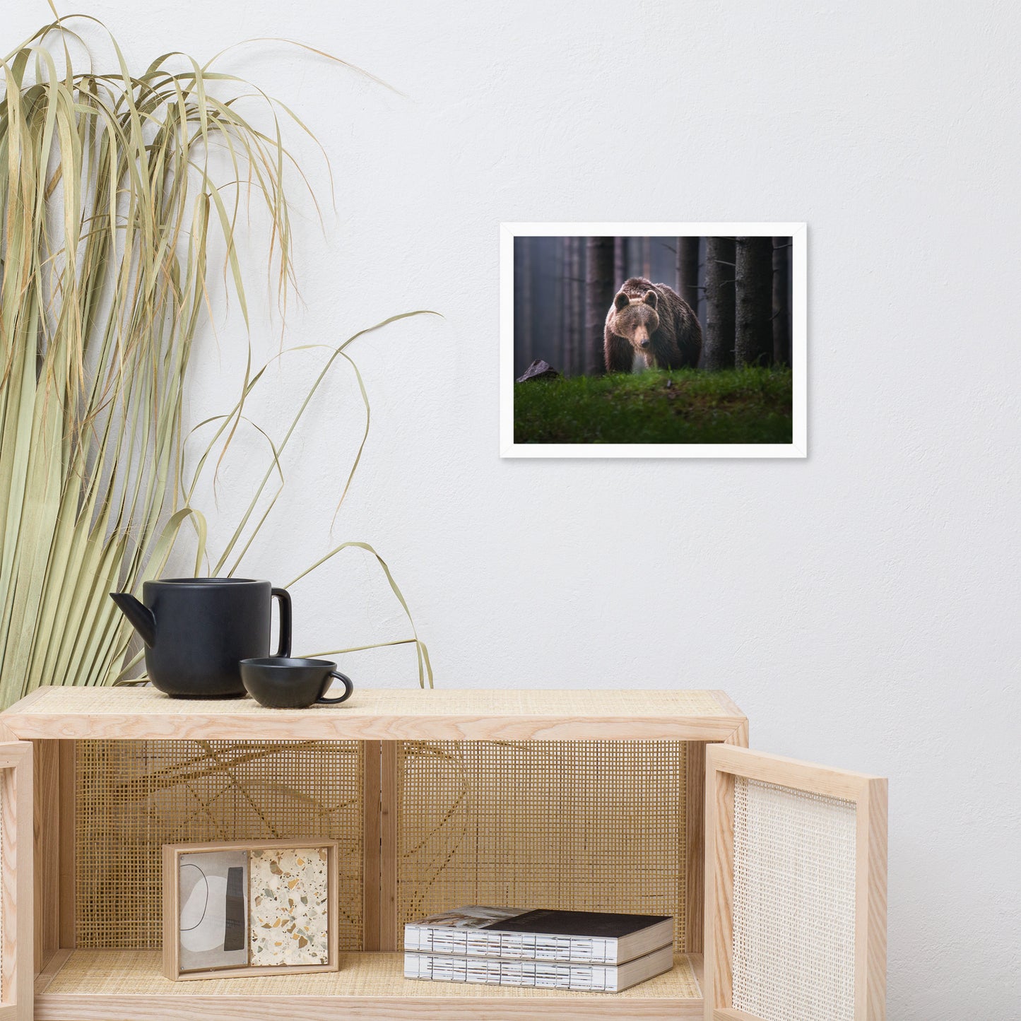 Brown Bear Walking Through Forest Wildlife Photo Framed Wall Art Prints