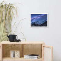 Stone Mountains and Milky Way Night Landscape Photo Framed Wall Art Print