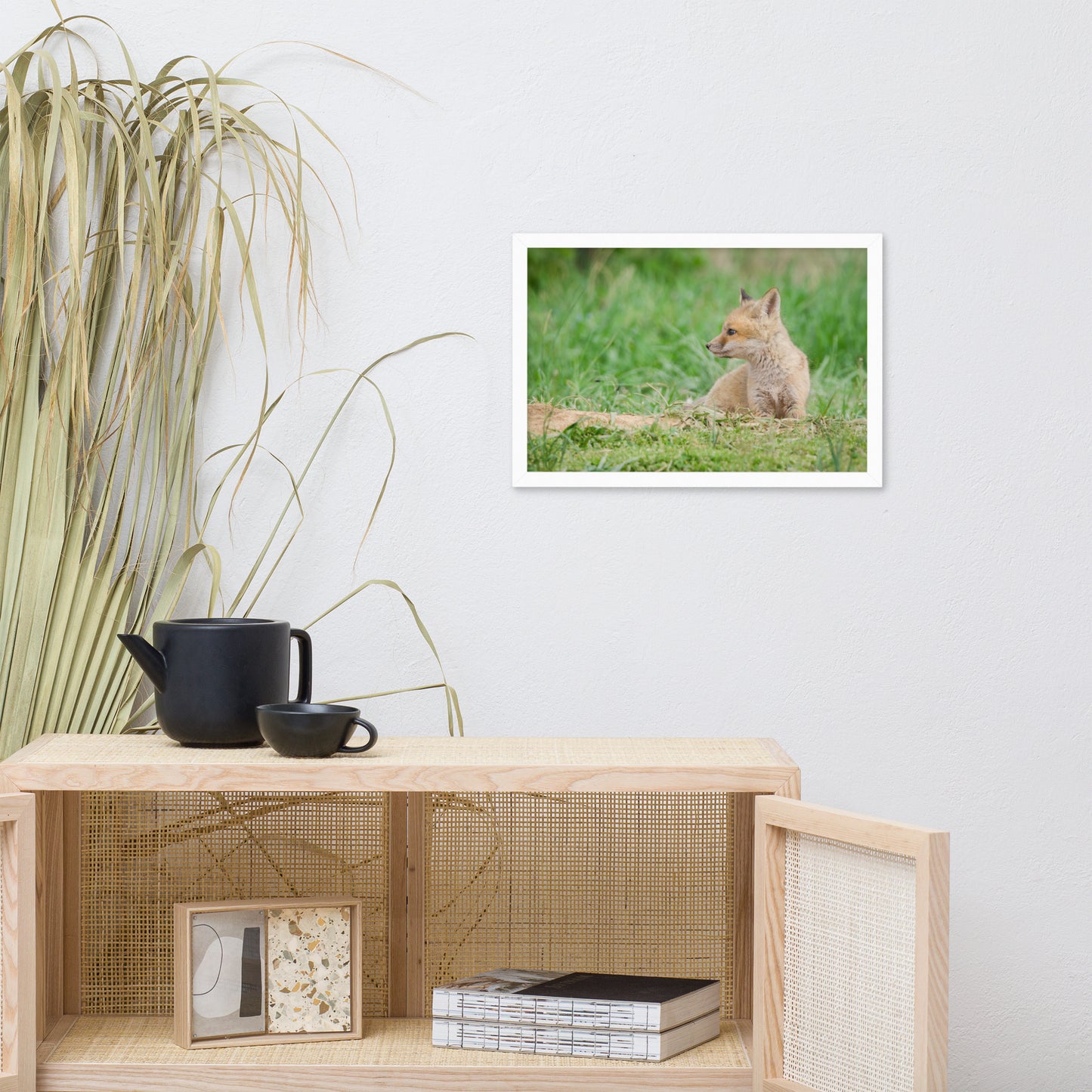Best Prints For Bedroom: Red Fox Pups - Chilling/ Animal / Wildlife / Nature Photographic Artwork - Framed Artwork - Wall Decor