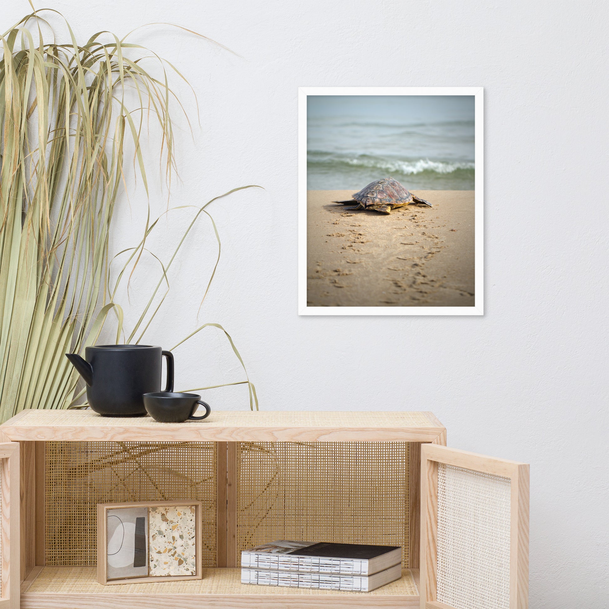 Bedroom With Art: Baby Sea Turtle Hatchling On The Shore/ Animal / Wildlife / Nature Photographic Artwork - Framed Artwork - Wall Decor