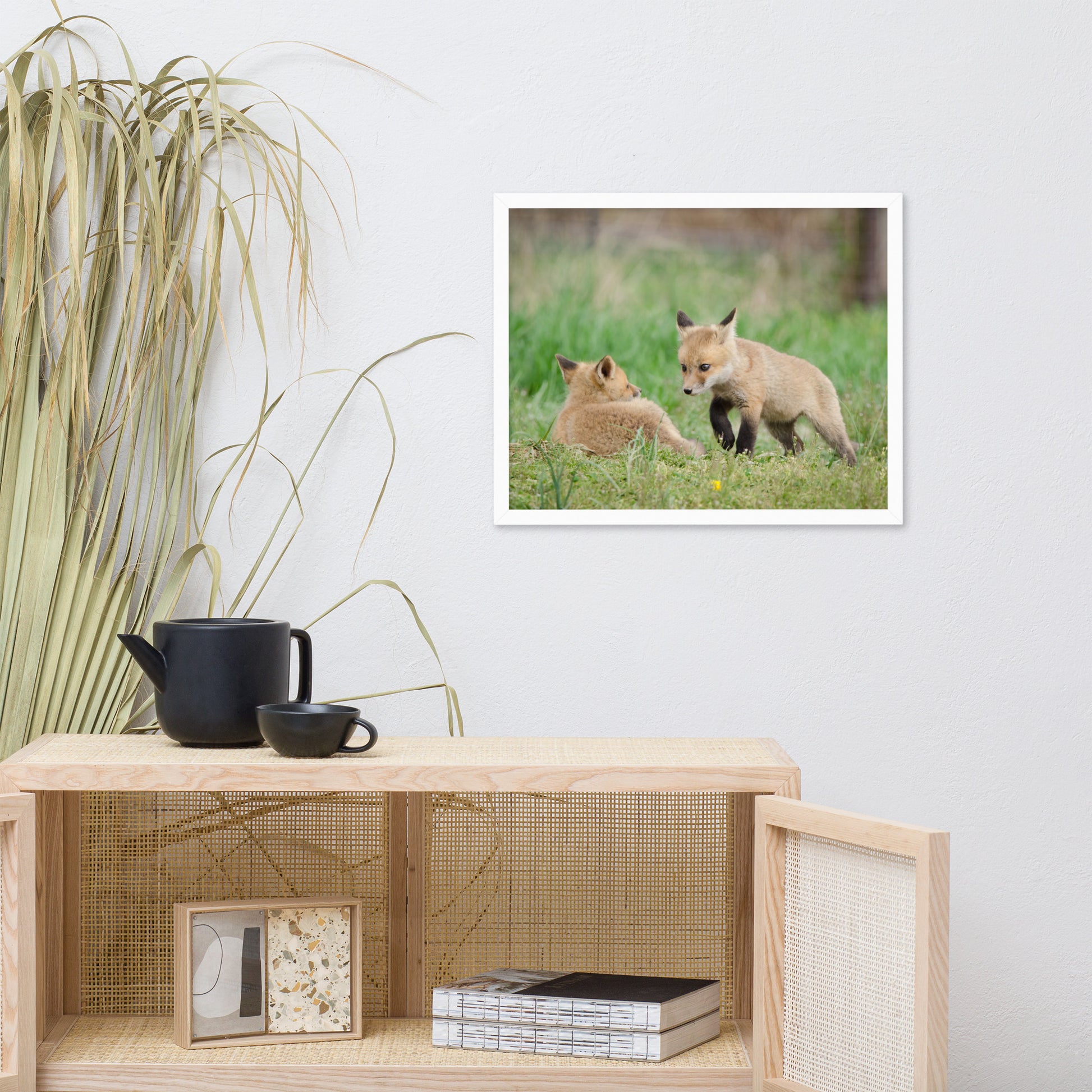 Relaxing Bedroom Wall Decor: Baby Fox Pups / Kits - Coming to Get You - Animal / Wildlife / Nature Artwork - Wall Decor - Framed Wall Art Print