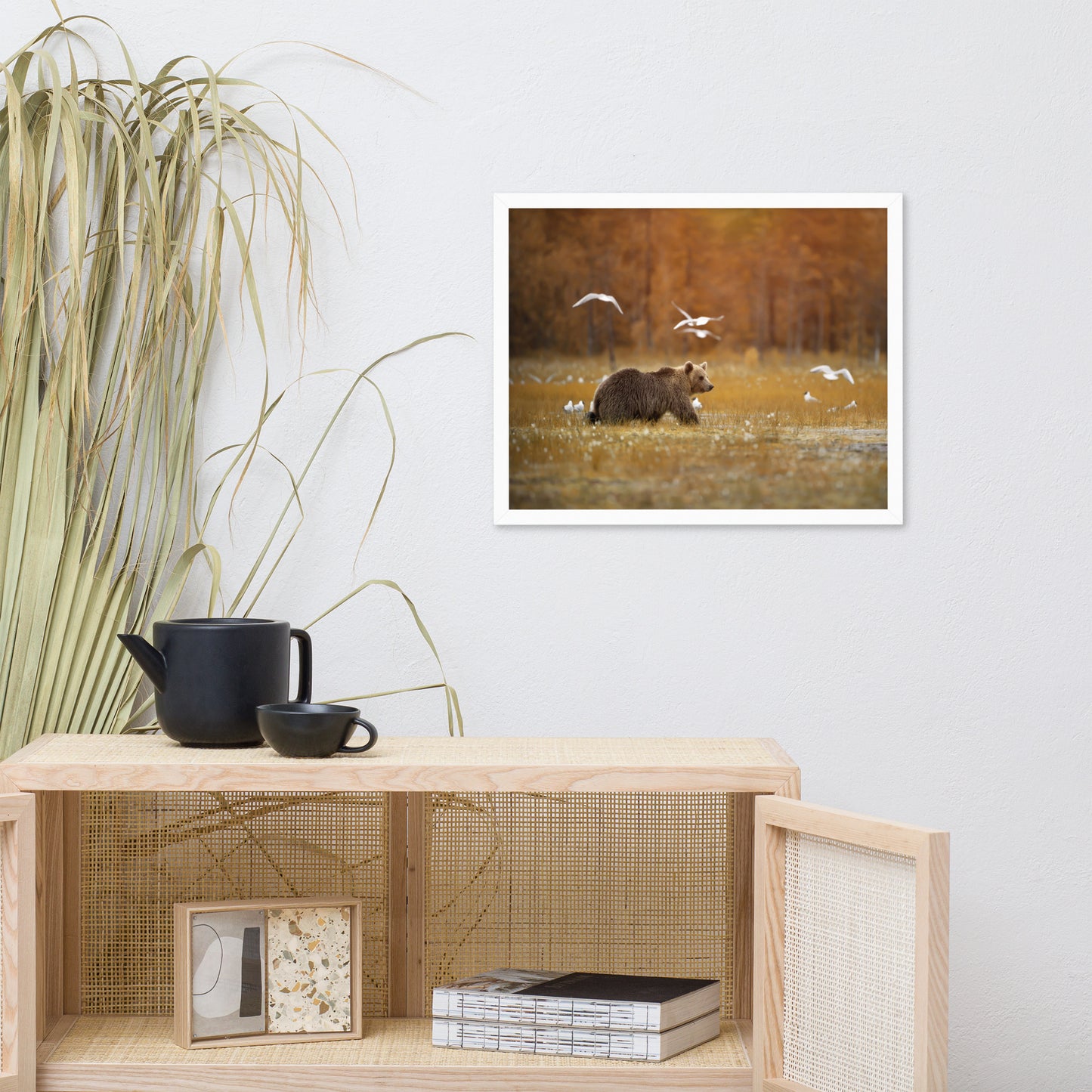 Big Brown Bear Crossing The Marshlands Wildlife Photo Framed Wall Art Prints