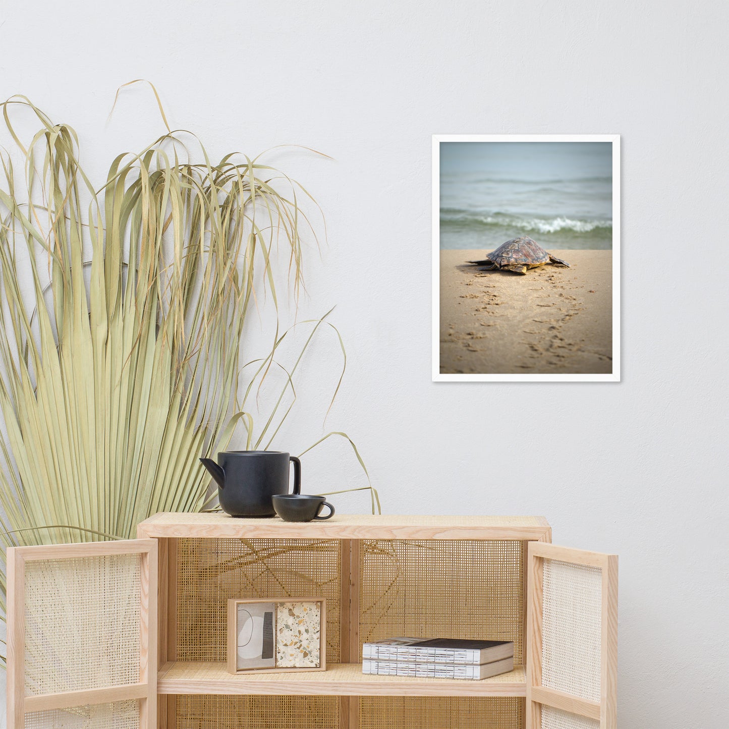 Bedroom With Wall Art: Baby Sea Turtle Hatchling On The Shore/ Animal / Wildlife / Nature Photographic Artwork - Framed Artwork - Wall Decor