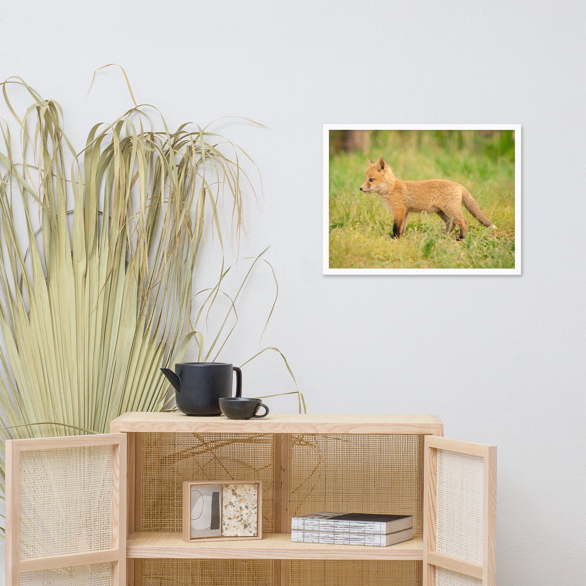 Nursery Wall Art Decor: Baby Fox Pup In Meadow/ Animal / Wildlife / Nature Photographic Artwork - Framed Artwork - Wall Decor